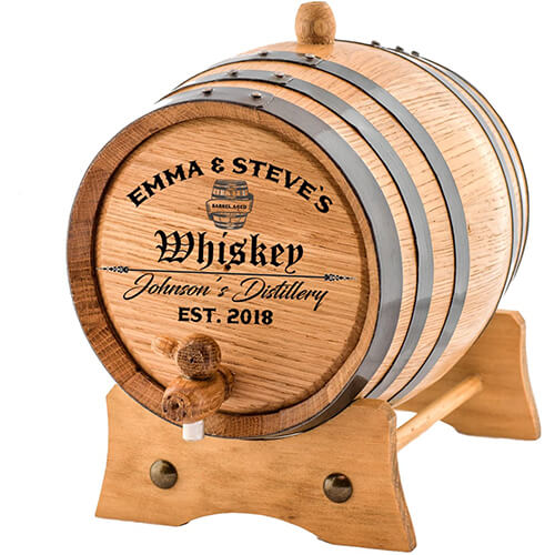 Custom Engraved American Oak Aging Barrel