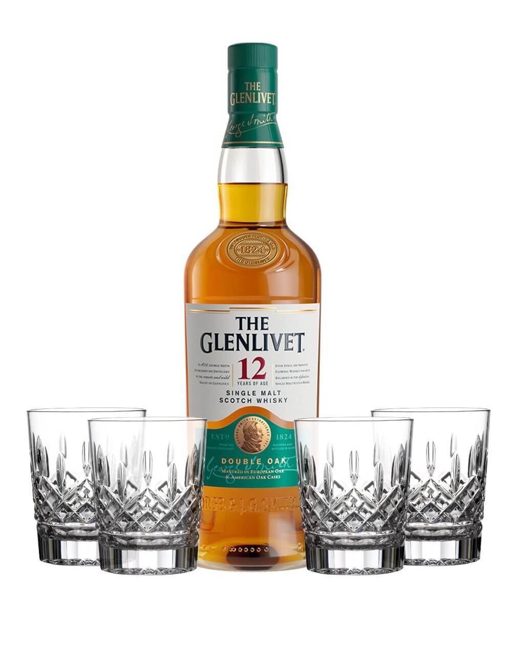THE GLENLIVET 12 YEAR OLD WITH WATERFORD MARKHAM DOUBLE OLD FASHIONED GLASSES