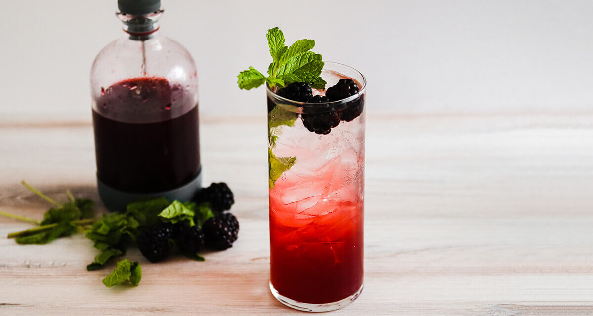 Blackberry Mint Shrub Rum Cocktail